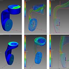 Six computer graphic images starting with blue vertical device with two small cylindrical objects at each end. The second column of pictures the images are slightly translucent. The third column both pictures have airwaves lines going through. Each picture has a coloured temperature gauge to the left of the picture.