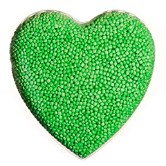 Lime green ARPRO (expanded polypropylene) in a heart shape clear mould