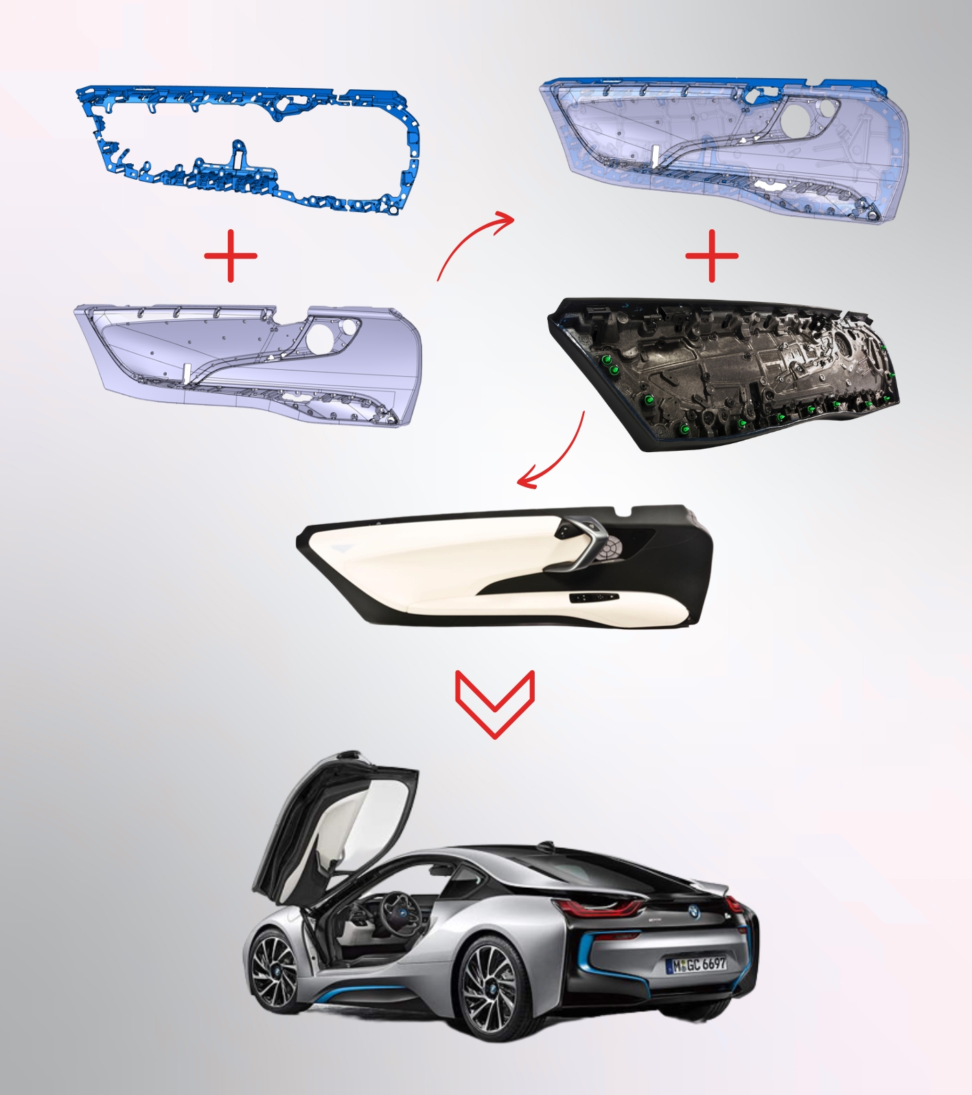 Design Exploration CAD Support BMW i8 door panel 