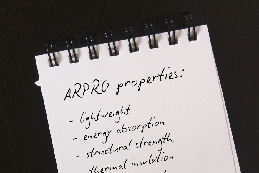 A hand written check list of ARPRO material properties