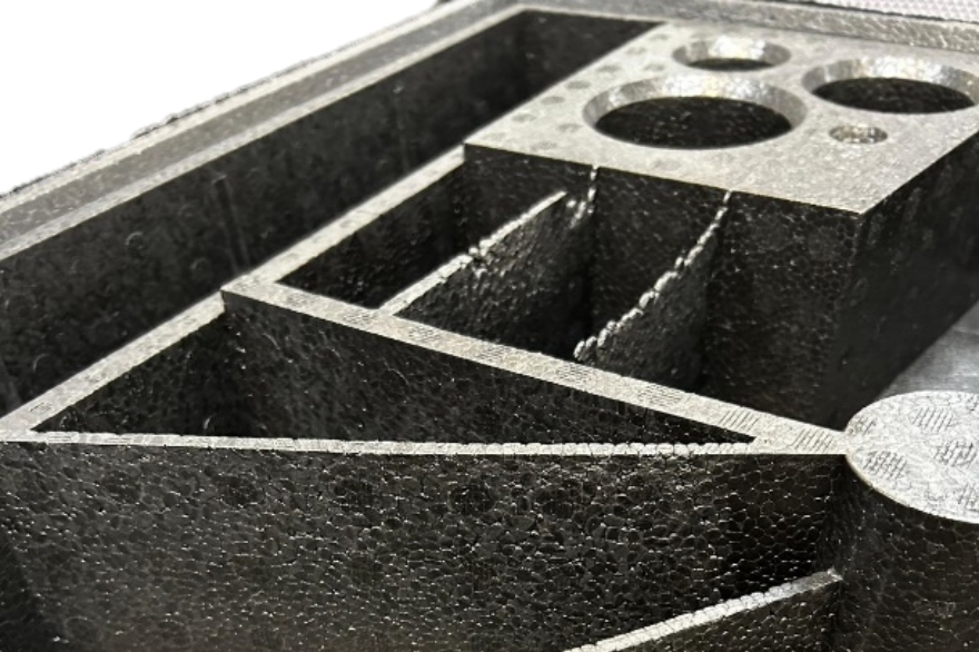 Close-up of ARPRO EPP part with thin walls and geomtry.