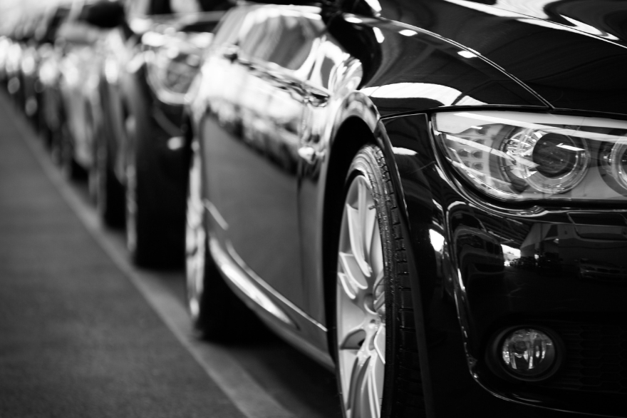 Black cars in a line