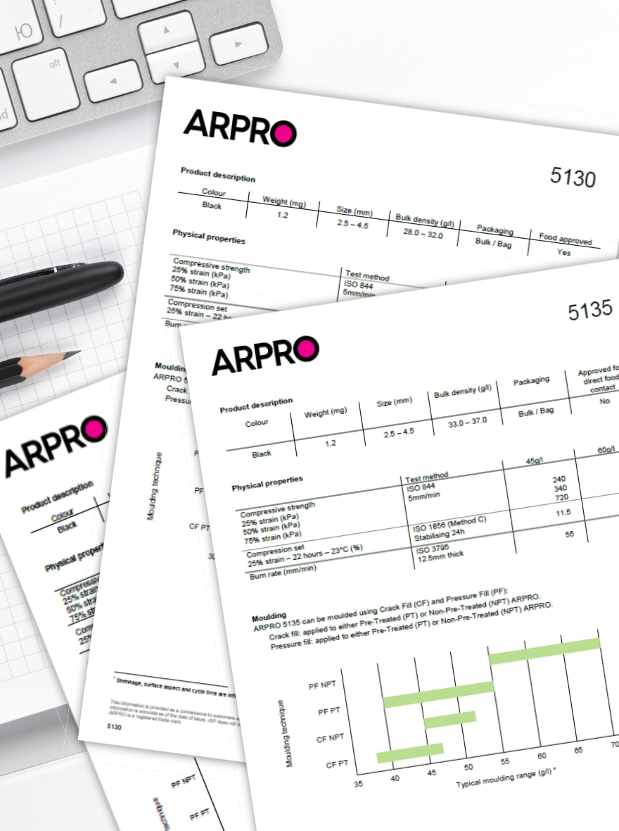 3 fichas técnicas de ARPRO con información técnica