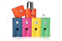Beer coolers made from ARPRO (expanded polypropylene) in Blueberry, Dragon Fruit, Orange, Lemon and Lime for Cooling Cubes 